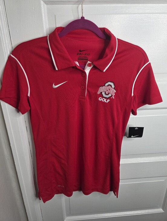Nike Tops - NWT Nike Ohio State Golf Polo Shirt Red Womens Small